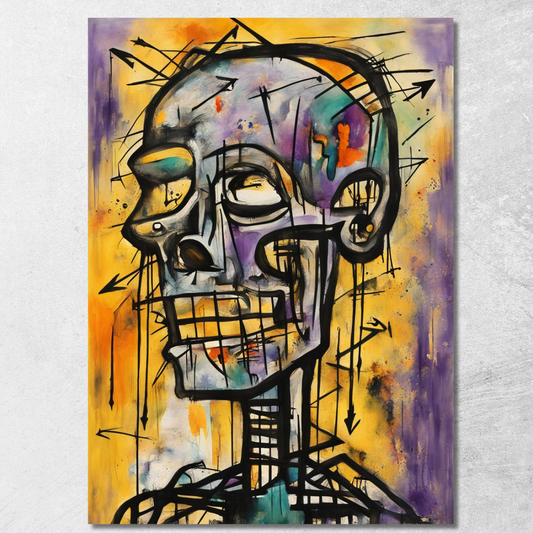 Teschio Errante Ispirato A Jean-Michel Basquiat ibsq36 quadro stampato su tela Teschio Errante Ispirato A Jean-Michel Basquiat ibsq36 quadro stampato su tela