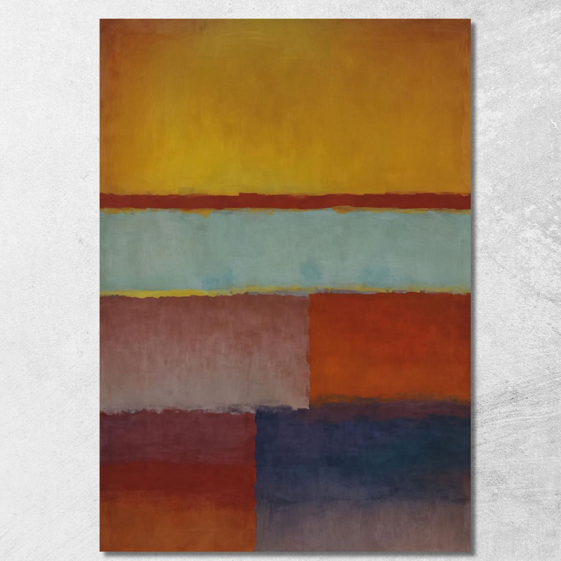 Ocra Ciano Rosso Intenso E Blu Reinterpretazione Mark Rothko irhk14 quadro stampato su tela Ocra Ciano Rosso Intenso E Blu Reinterpretazione Mark Rothko irhk14 quadro stampato su tela