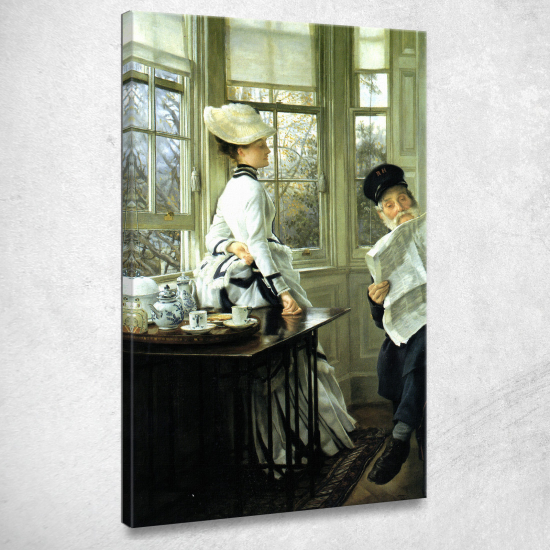 Leggere Le Notizie James Tissot jts85 quadro stampato su tela Leggere Le Notizie James Tissot jts85 quadro stampato su tela