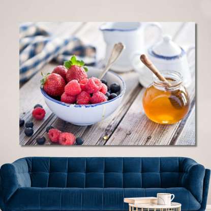 Quadro Moderno Ciotola Di Frutti Di Bosco Con Miele foo27 quadro stampato su tela