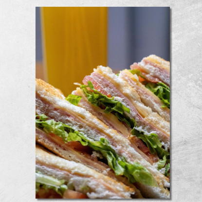 Quadro Moderno Club Sandwich Con Lattuga E Formaggio foo28 quadro stampato su tela