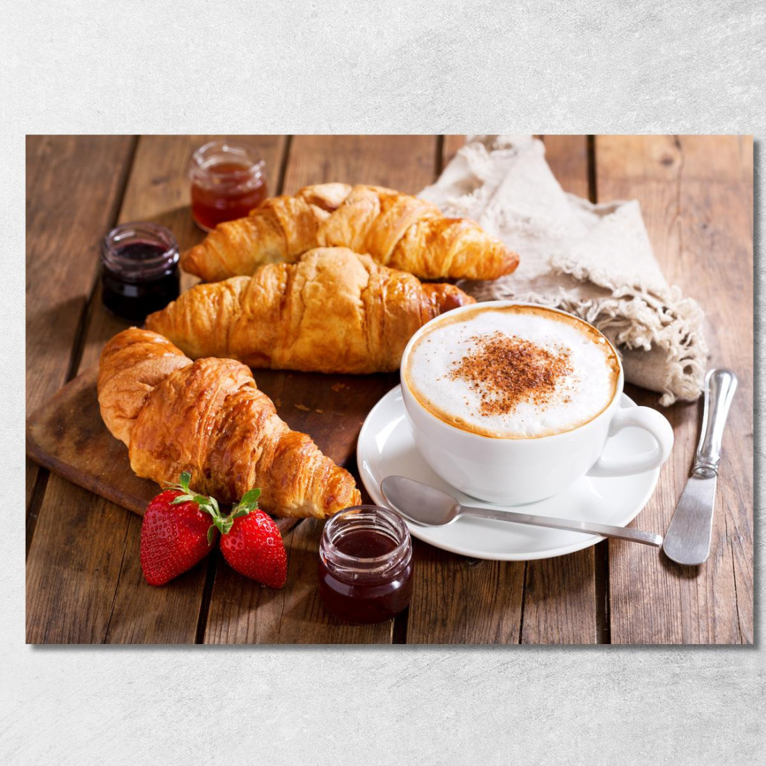 Quadro Moderno Colazione Con Croissant E Cappuccino foo31 quadro stampato su tela Quadro Moderno Colazione Con Croissant E Cappuccino foo31 quadro stampato su tela