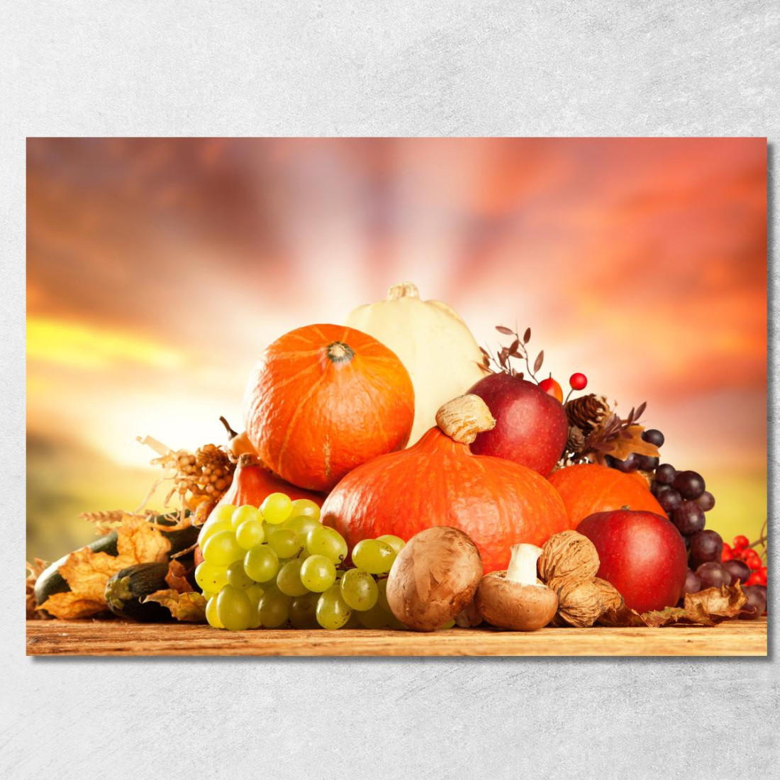 Quadro Moderno Composizione Autunnale Con Zucche E Frutta Secca foo37 quadro stampato su tela Quadro Moderno Composizione Autunnale Con Zucche E Frutta Secca foo37 quadro stampato su tela