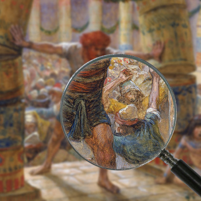 Sansone Mette Giù Le Colonne James Tissot jts89 quadro stampato su tela