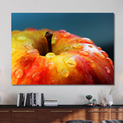 Quadro Moderno Mela Rossa Con Gocce D'Acqua foo79 quadro stampato su tela