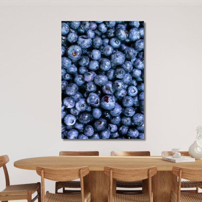 Quadro Moderno Mirtilli Freschi Con Gocce D'Acqua In Primo Piano foo81 quadro stampato su tela
