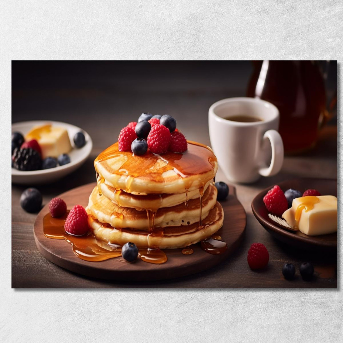 Quadro Moderno Pancakes Con Sciroppo D'Acero E Frutti Di Bosco foo87 quadro stampato su tela Quadro Moderno Pancakes Con Sciroppo D'Acero E Frutti Di Bosco foo87 quadro stampato su tela