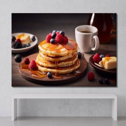 Quadro Moderno Pancakes Con Sciroppo D'Acero E Frutti Di Bosco foo87 quadro stampato su tela