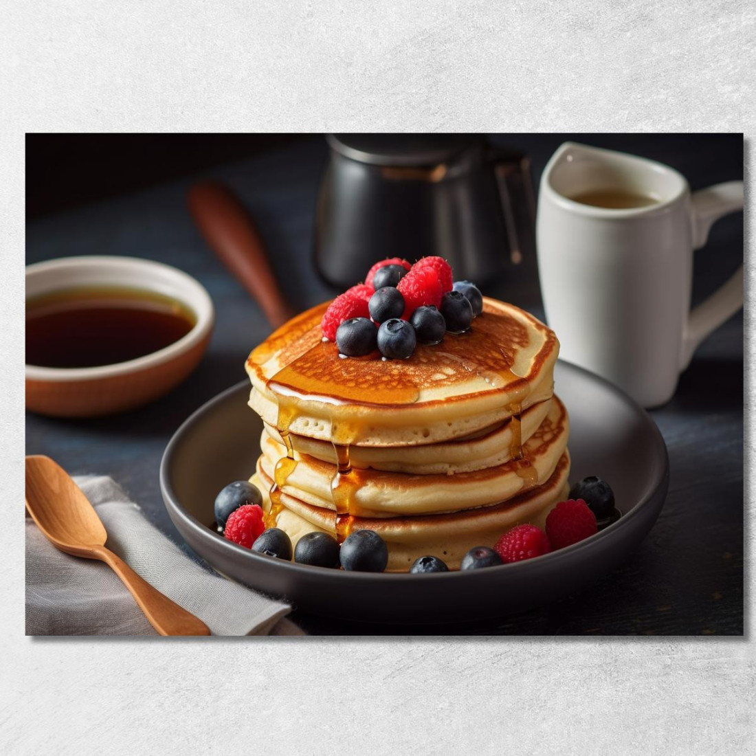 Quadro Moderno Pancakes Soffici Con Frutti Di Bosco E Sciroppo D'Acero foo88 quadro stampato su tela Quadro Moderno Pancakes Soffici Con Frutti Di Bosco E Sciroppo D'Acero foo88 quadro stampato su tela