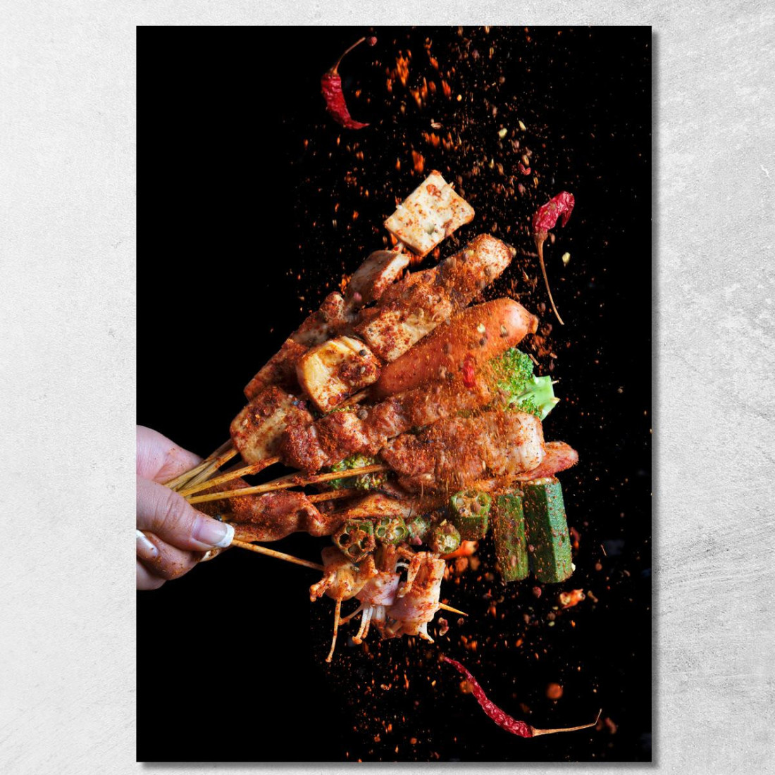Quadro Moderno Spiedini Speziati Con Peperoncino foo107 quadro stampato su tela Quadro Moderno Spiedini Speziati Con Peperoncino foo107 quadro stampato su tela
