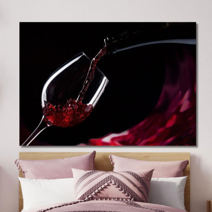 Quadro Moderno Vino Rosso Versato In Un Calice Su Sfondo Scuro foo123 quadro stampato su tela