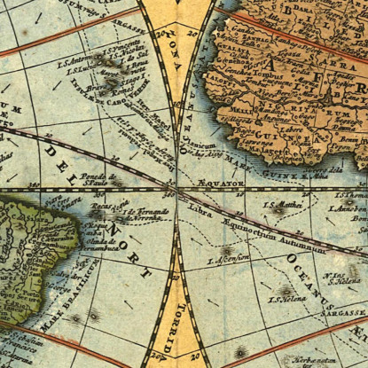 Quadro Mappa Antica Del Mondo Con Emisferi Dettagliati E Illustrazioni Astronomiche map2 quadro stampato su tela