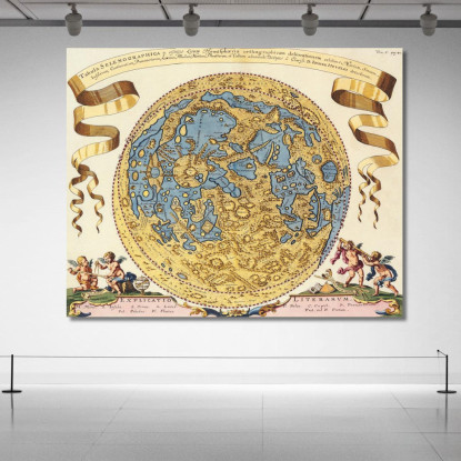 Quadro Mappa Antica Della Luna Con Design Barocco E Dettagli Celesti map8 quadro stampato su tela