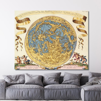 Quadro Mappa Antica Della Luna Con Design Barocco E Dettagli Celesti map8 quadro stampato su tela