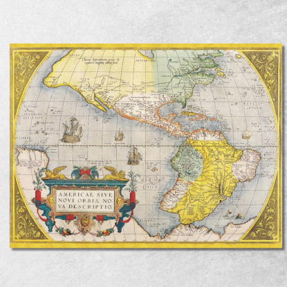 Quadro Mappa Antica Delle Americhe Con Rappresentazione Storica E Elementi Artistici map9 quadro stampato su tela