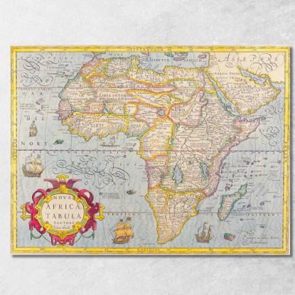 Quadro Mappa Antica Dell'Africa Con Design Decorativo E Cartografia Storica Dettagliata map10 quadro stampato su tela