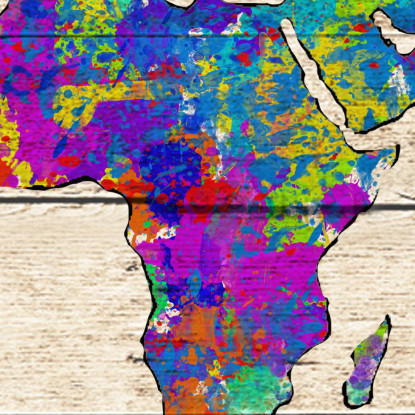 Quadro Mappa Del Mondo Colorata Effetto Acquerello Su Sfondo In Legno Vintage map28 quadro stampato su tela