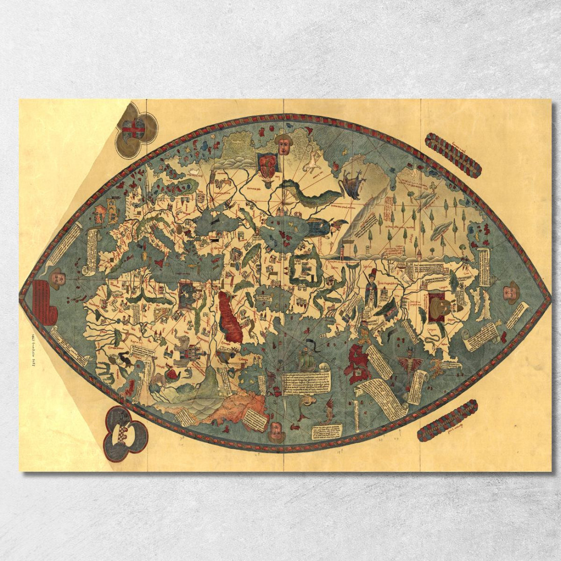 Quadro Mappa Del Mondo Medioevale Antica Con Dettagli Artistici E Simboli Storici map32 quadro stampato su tela Quadro Mappa Del Mondo Medioevale Antica Con Dettagli Artistici E Simboli Storici map32 quadro stampato su tela