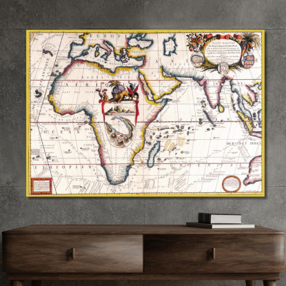 Quadro Mappa Del Mondo Storica Con Rotte Marittime E Dettagli Cartografici Antichi map37 quadro stampato su tela