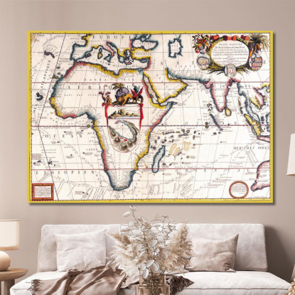 Quadro Mappa Del Mondo Storica Con Rotte Marittime E Dettagli Cartografici Antichi map37 quadro stampato su tela