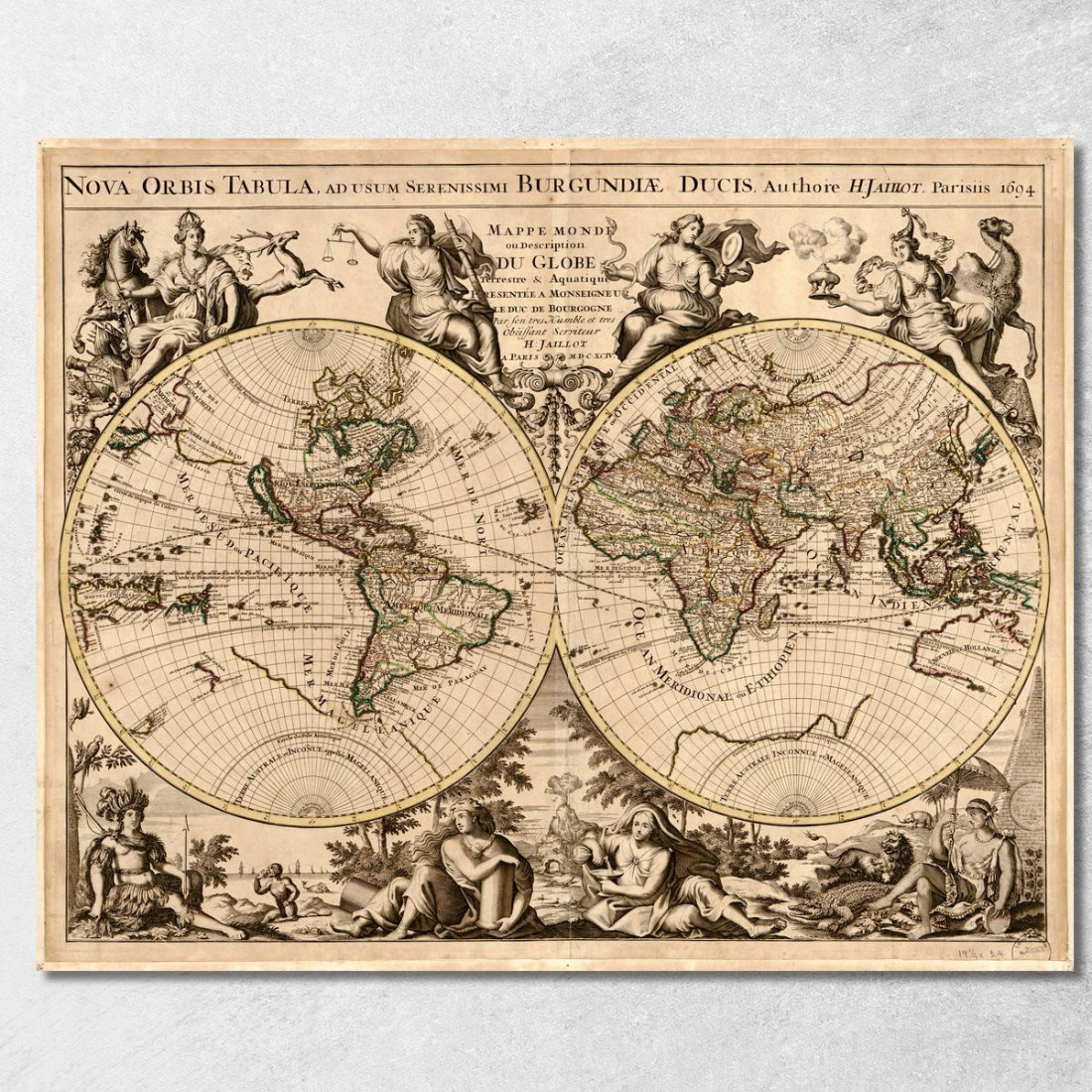Quadro Mappa Storica Del Mondo Con Disegno Inciso E Decorazioni Mitologiche map48 quadro stampato su tela Quadro Mappa Storica Del Mondo Con Disegno Inciso E Decorazioni Mitologiche map48 quadro stampato su tela