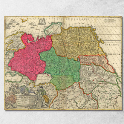 Quadro Mappa Storica Della Russia Con Confini Imperiali E Colori Vintage map52 quadro stampato su tela