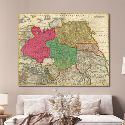 Quadro Mappa Storica Della Russia Con Confini Imperiali E Colori Vintage map52 quadro stampato su tela