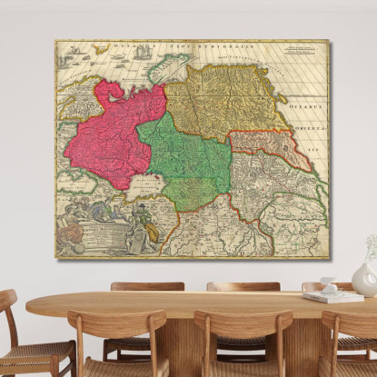 Quadro Mappa Storica Della Russia Con Confini Imperiali E Colori Vintage map52 quadro stampato su tela