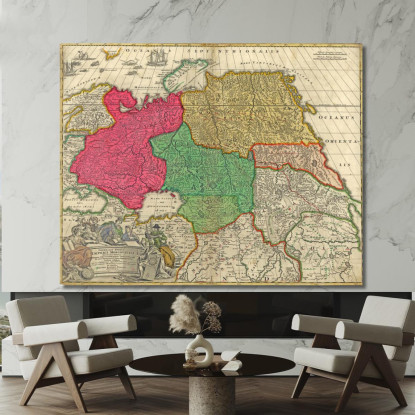 Quadro Mappa Storica Della Russia Con Confini Imperiali E Colori Vintage map52 quadro stampato su tela