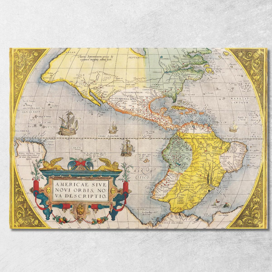 Quadro Mappa Storica Dell'America Con Rotte Di Navigazione E Navi Antiche map56 quadro stampato su tela Quadro Mappa Storica Dell'America Con Rotte Di Navigazione E Navi Antiche map56 quadro stampato su tela