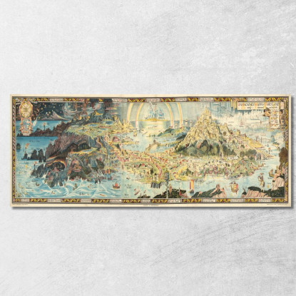 Quadro Mappa Terra Delle Fate Vintage map58 quadro stampato su tela