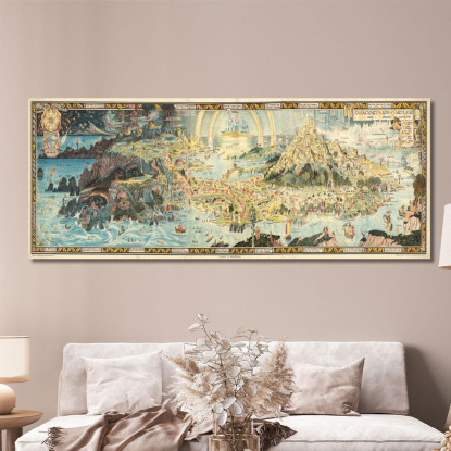 Quadro Mappa Terra Delle Fate Vintage map58 quadro stampato su tela
