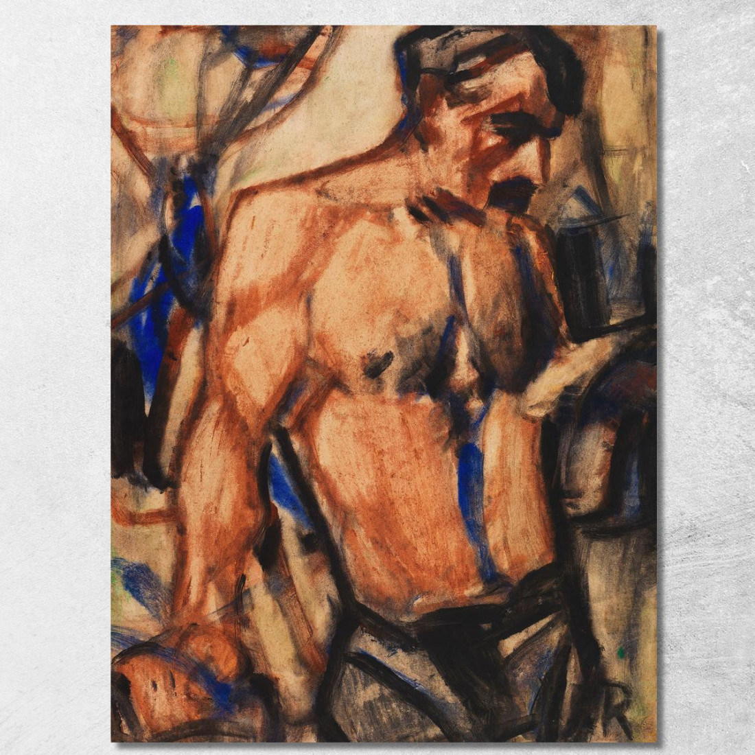 Operaio A Torso Nudo Christian Rohlfs cro5 quadro stampato su tela Operaio A Torso Nudo Christian Rohlfs cro5 quadro stampato su tela