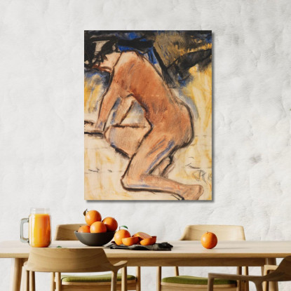 Nudo Inginocchiato Christian Rohlfs cro48 quadro stampato su tela