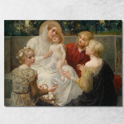 Madonna Con Gesù Circondata Da Bambini Eduard Veith evt14 quadro stampato su tela