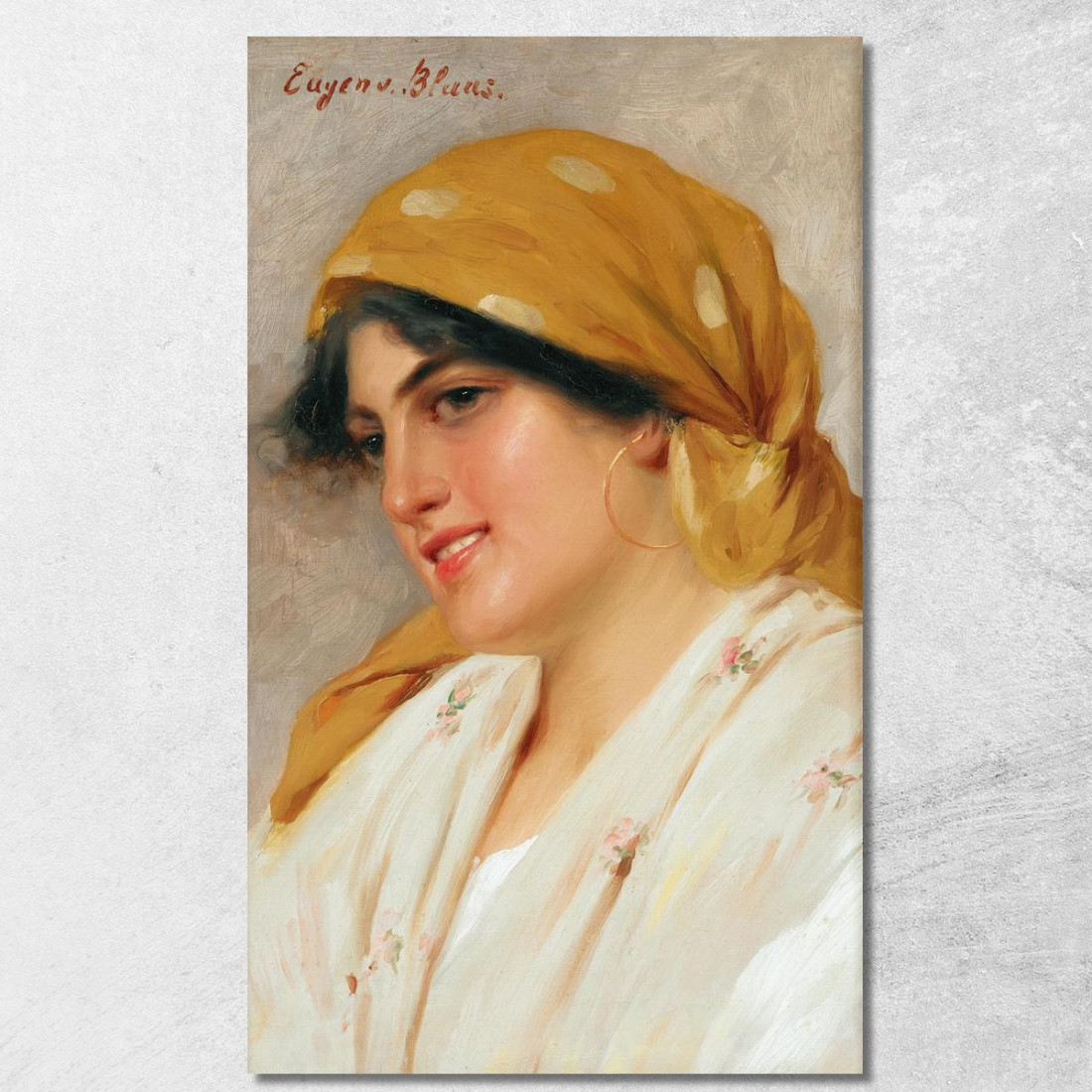 Una Ragazza Con Un Fazzoletto Giallo Eugen von Blaas evb4 quadro stampato su tela Una Ragazza Con Un Fazzoletto Giallo Eugen von Blaas evb4 quadro stampato su tela