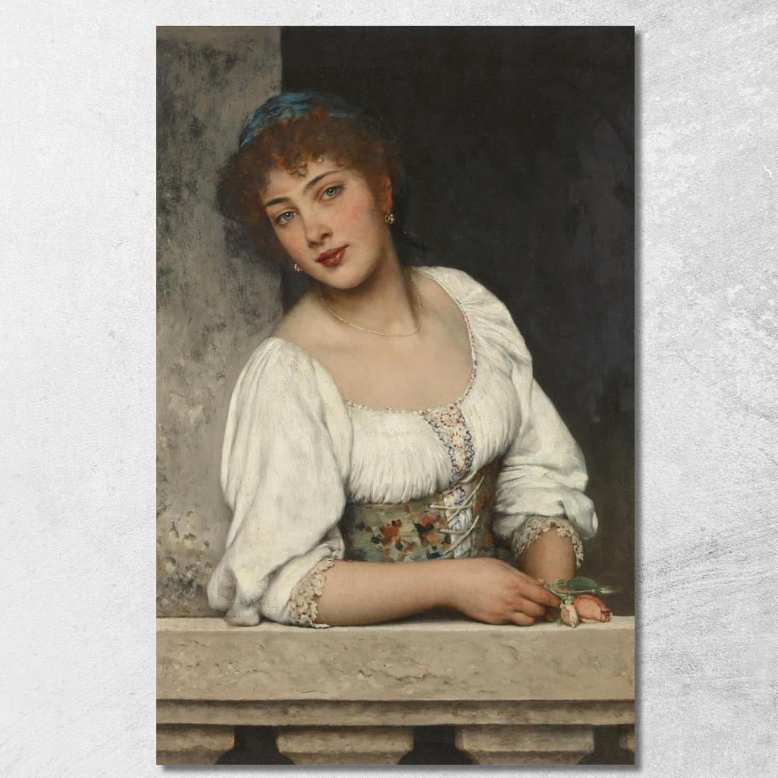 Ragazza Alla Finestra Eugen von Blaas evb33 quadro stampato su tela Ragazza Alla Finestra Eugen von Blaas evb33 quadro stampato su tela