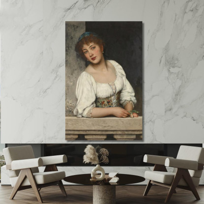 Ragazza Alla Finestra Eugen von Blaas evb33 quadro stampato su tela