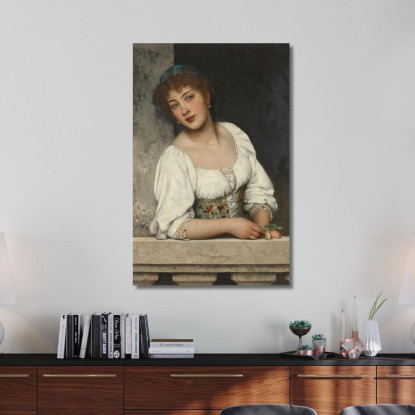 Ragazza Alla Finestra Eugen von Blaas evb33 quadro stampato su tela