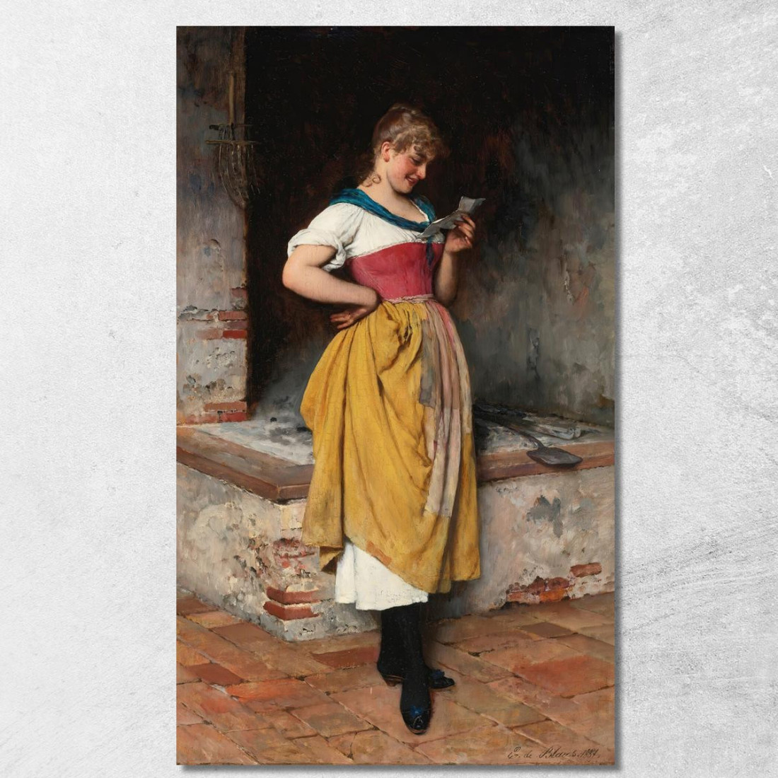 Buone Notizie Eugen von Blaas evb37 quadro stampato su tela Buone Notizie Eugen von Blaas evb37 quadro stampato su tela
