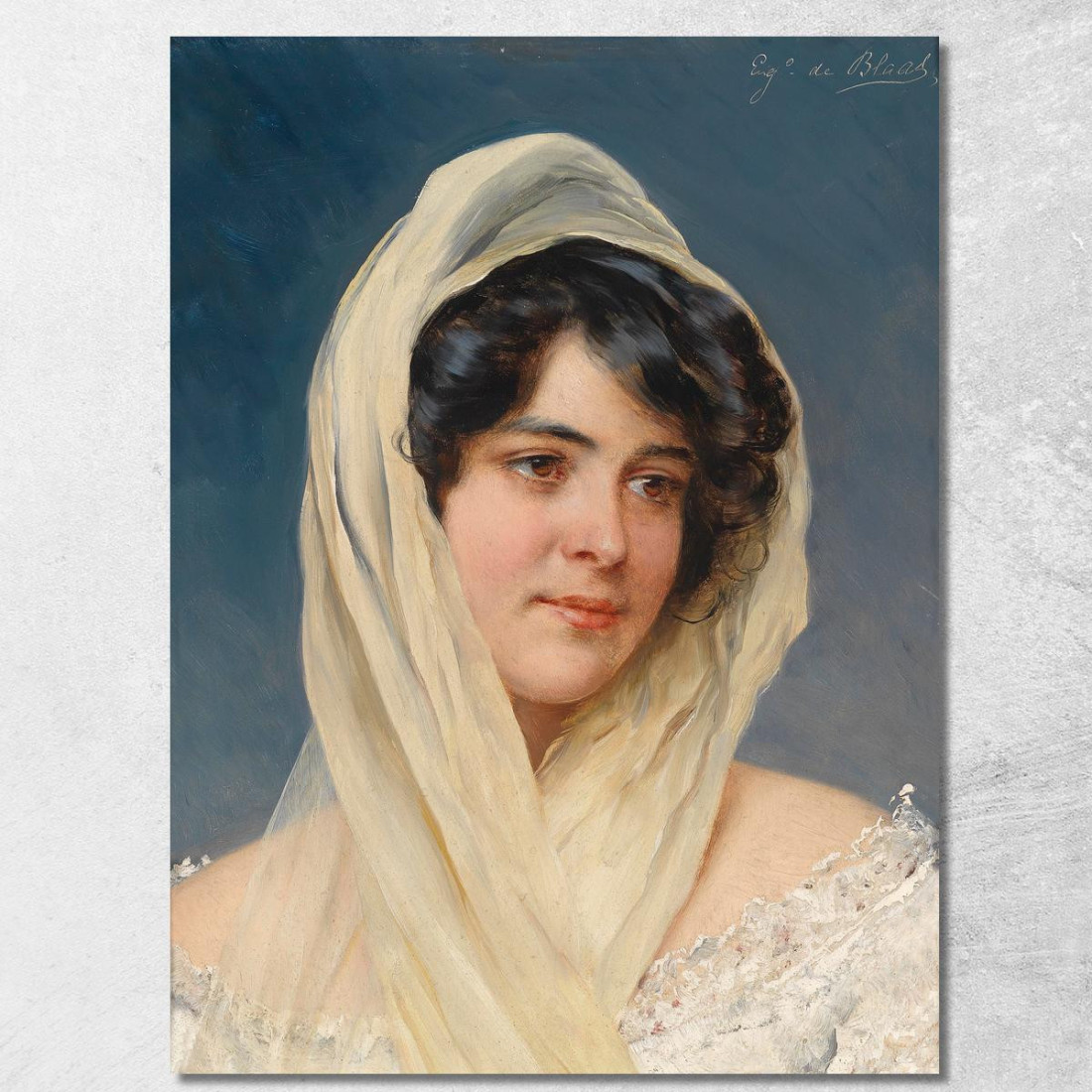 Ritratto Di Una Giovane Dama Con Un Velo Eugen von Blaas evb53 quadro stampato su tela Ritratto Di Una Giovane Dama Con Un Velo Eugen von Blaas evb53 quadro stampato su tela