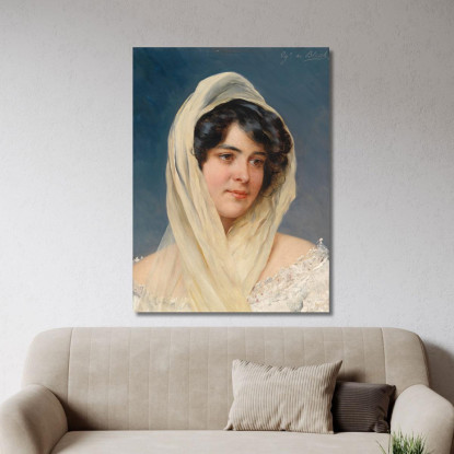 Ritratto Di Una Giovane Dama Con Un Velo Eugen von Blaas evb53 quadro stampato su tela