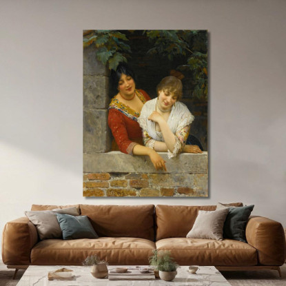 Veneziani Al Balcone Eugen von Blaas evb75 quadro stampato su tela