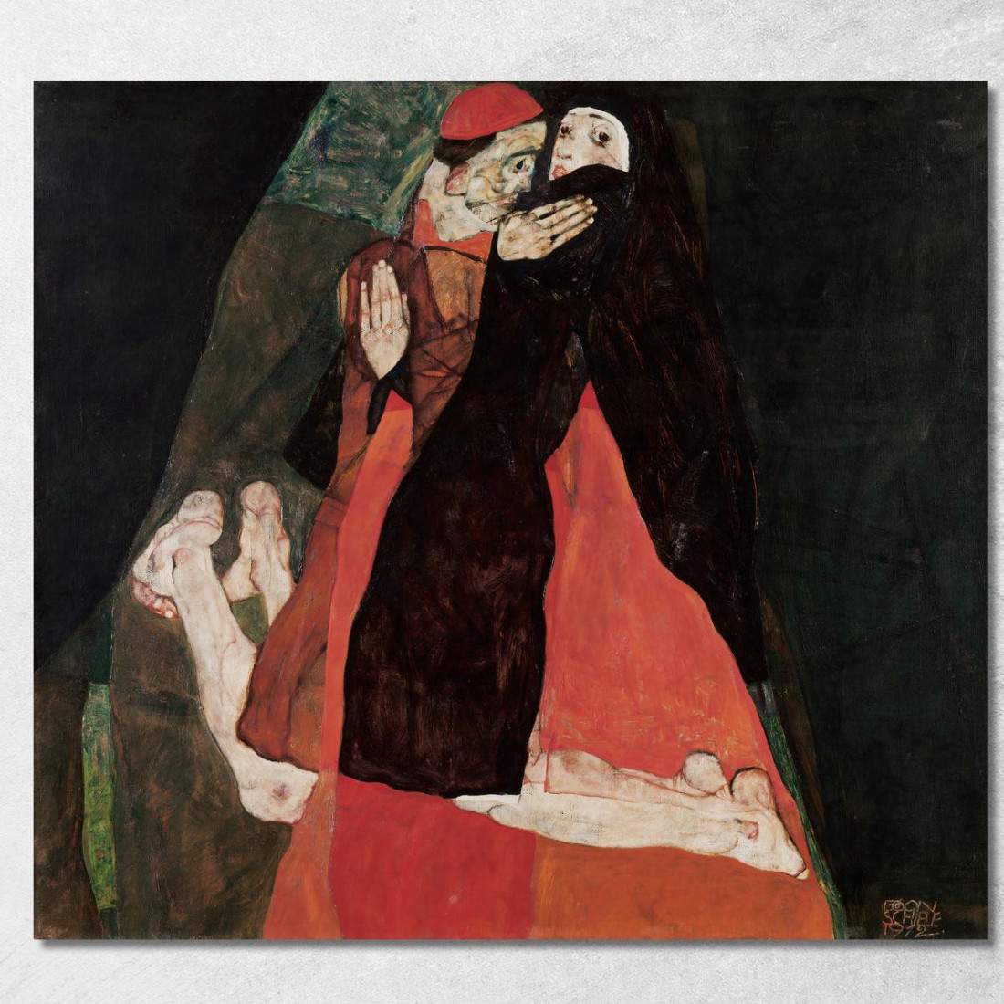 Cardinale E Suora (Carezza) Egon Schiele esh28 quadro stampato su tela Cardinale E Suora (Carezza) Egon Schiele esh28 quadro stampato su tela