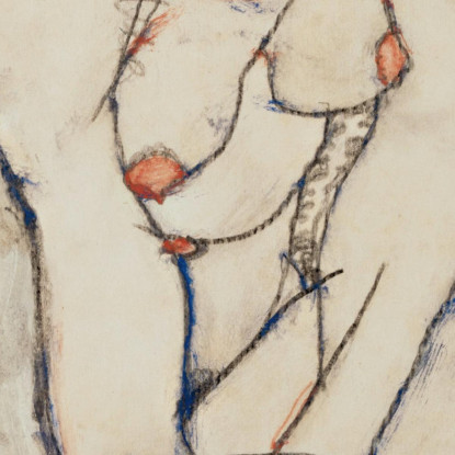 Donna Accovacciata Con Foulard Verde Egon Schiele esh34 quadro stampato su tela