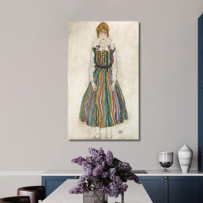 Egon Schiele - Ritratto Di Edith La Moglie Dell'Artista Egon Schiele esh47 quadro stampato su tela
