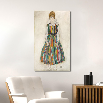 Egon Schiele - Ritratto Di Edith La Moglie Dell'Artista Egon Schiele esh47 quadro stampato su tela