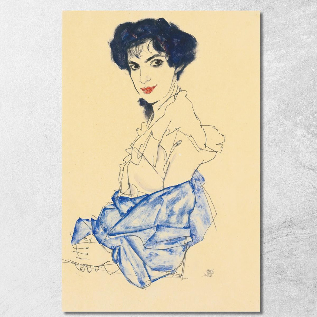 Elisabeth Lederer Seduta Con Le Mani Incrociate Egon Schiele esh49 quadro stampato su tela Elisabeth Lederer Seduta Con Le Mani Incrociate Egon Schiele esh49 quadro stampato su tela