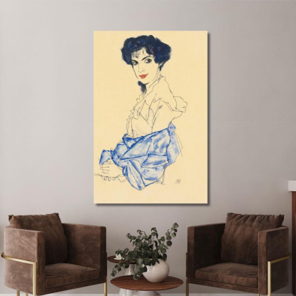 Elisabeth Lederer Seduta Con Le Mani Incrociate Egon Schiele esh49 quadro stampato su tela