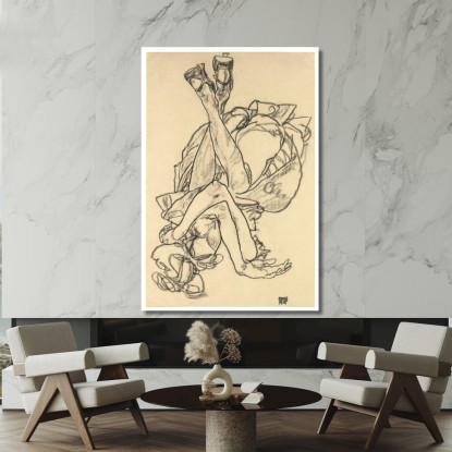 Ragazza Distesa Sulla Schiena Con Braccia E Gambe Incrociate Egon Schiele esh60 quadro stampato su tela